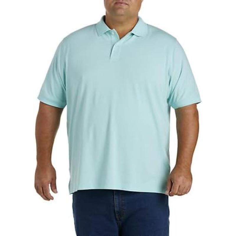 DXL Big + Tall Essentials Men’s Big and Tall Jersey Polo Shirt(Aqua) - DXL