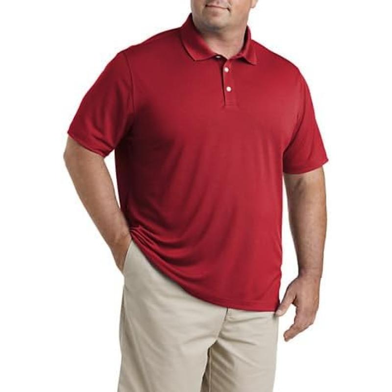 DXL Big + Tall Essentials Men’s Big and Tall Solid Golf Polo Shirt(Red ...