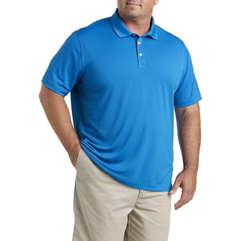 DXL Big + Tall Essentials Men’s Big and Tall Solid Golf Polo Shirt(Blue ...