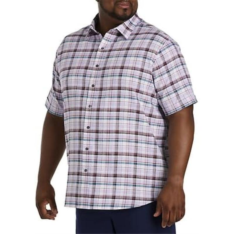 DXL Synrgy Men’s Big and Tall Large Plaid Sport Shirt Purple Blue 6XL ...