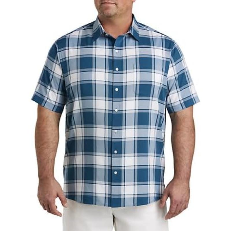 DXL Synrgy Men’s Big and Tall Large Plaid Microfiber Sport Shirt Teal ...