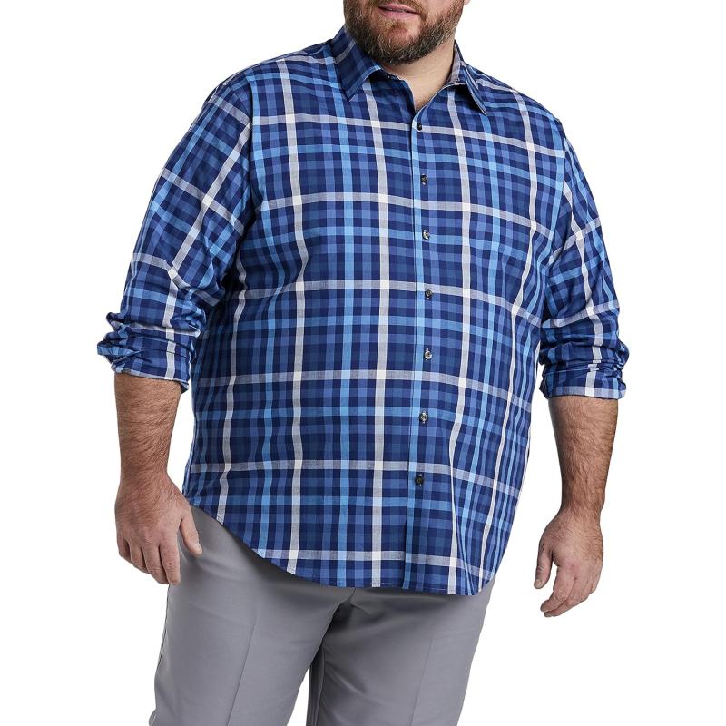 DXL Synrgy Men’s Big and Tall Small Multi-Plaid Sport Shirt Blue Multi ...